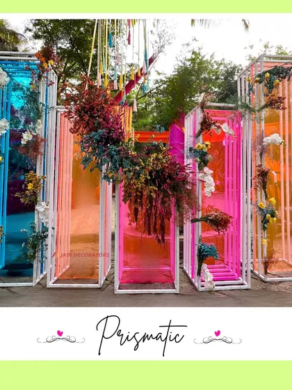 Another view of the "Prismatic" decor, showing how the colorful panels create a beautiful play of light and shadow.