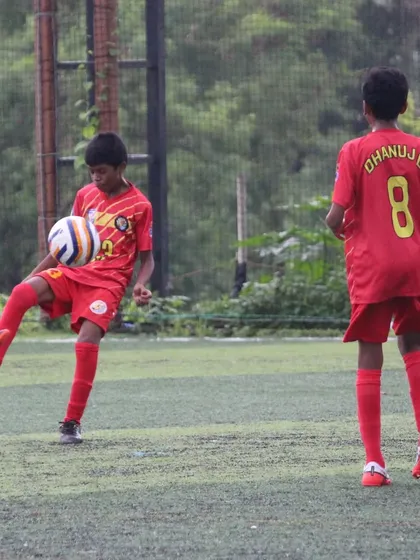 A player shows off his touch and control during a U13 match.