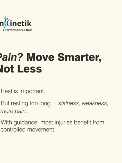 If you are in pain, the answer is often to move smarter, not less. While initial rest is important, resting for too long leads to more stiffness, weakness, and pain. Most injuries benefit from controlled, guided movement.
