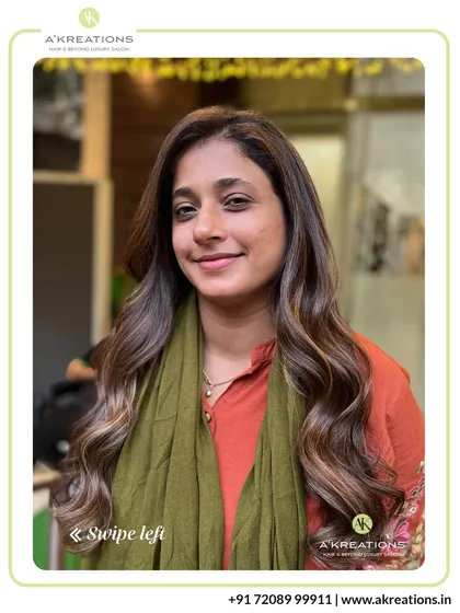 A beautiful example of our custom balayage service. We hand-painted these highlights to create a natural, sun-lit effect that blends seamlessly with the base color.
