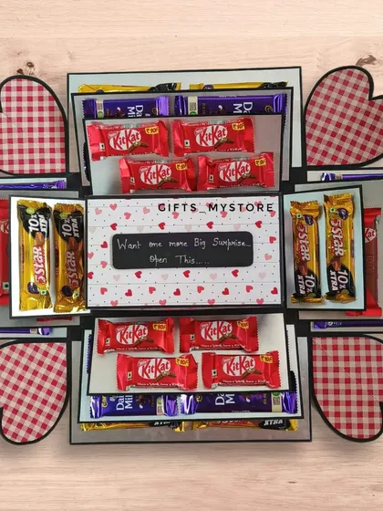 Another layer of the phone gift box, building up the anticipation with more chocolates and a cute message.