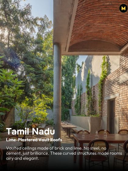 This vaulted ceiling is made of brick and lime plaster, with no steel or cement. It's a brilliant technique from Tamil Nadu that makes rooms feel airy and elegant. This is the kind of sustainable, traditional building science that inspires my work.