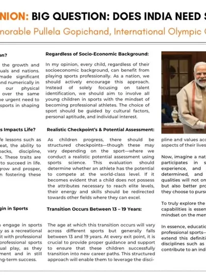 An article by Pullela Gopichand on the crucial role of sports in national development and shaping resilient individuals.