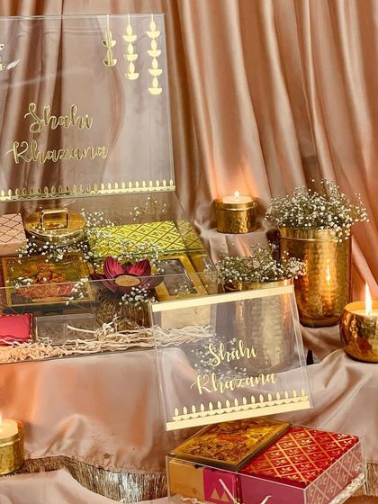 For my Diwali collection, I created this "Shahi Khazana" acrylic box featuring original artwork. It offers a beautiful, transparent view of the immaculately packed and handcrafted treats inside.