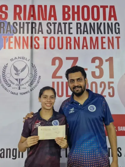Celebrating with Ananya Chande after she clinched the Gold in the Women's Category at the 2nd Miss Riana Bhootaa Maharashtra State Ranking Tournament. Her powerful game and spirit are a joy to watch.