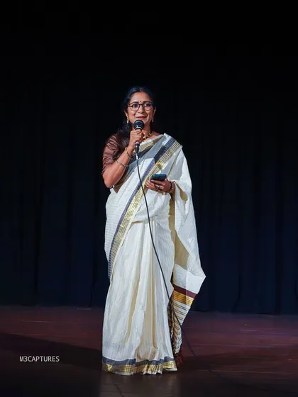A moment where I had the privilege of addressing the audience at our Sadhana Dance Festival. It is my honor to present the hard work of my talented students.