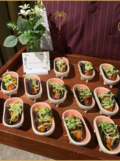 We believe in service with a touch of whimsy. Our Mini Charcoal Tacos are served in charming miniature bathtubs, a presentation that is not only memorable but also a perfect conversation starter for your corporate event.