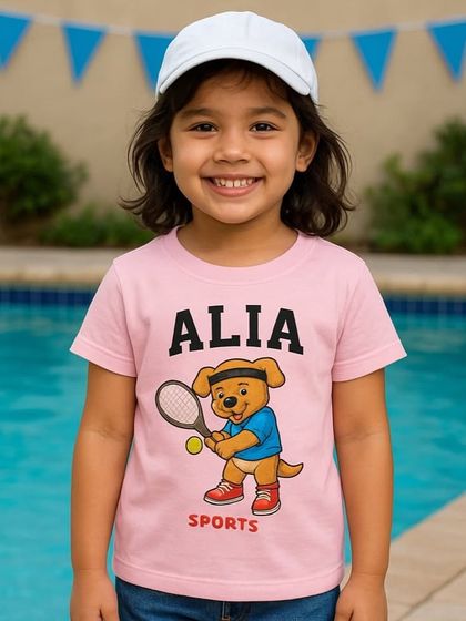 Let your little one show off their sporty side with a personalised t-shirt. We can add their name and a cute character to create their new favorite tee.