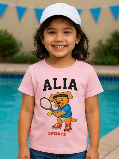 Let your little one show off their sporty side with a personalised t-shirt. We can add their name and a cute character to create their new favorite tee.