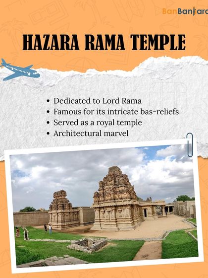 The Hazara Rama Temple served as the royal temple and is famous for its intricate bas-reliefs depicting the story of Ramayana. It's an architectural marvel.