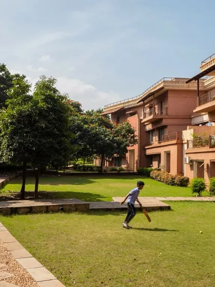 The open lawns at JSW Vidyanagar provide ample space for recreation and community life. I believe that well-designed public spaces are fundamental to creating successful and sustainable townships.