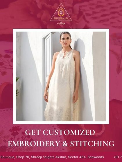 I offer customized embroidery and stitching services to bring your fashion dreams to life. Whether you have a specific design in mind or need inspiration, I can help create a unique, personalized masterpiece.