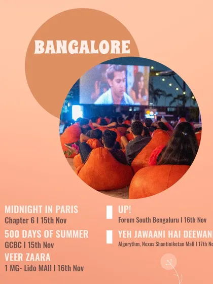 Bangalore's diverse lineup, from 'Midnight in Paris' to 'Veer Zaara' and the animated classic 'Up!'.
