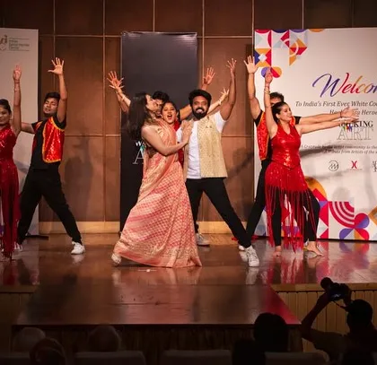 A final pose from a vibrant Bollywood number performed by my team. We choreographed this show for the healthcare workers at the Indian Spinal Injuries Centre, bringing together multiple dancers for a full and energetic stage performance.