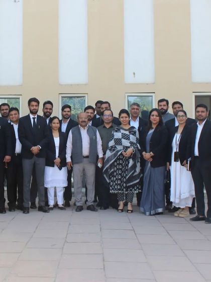 A group photo with my fellow advocates from the District Bar Association of Gurugram, who served as judges for the moot court competition at MDU Law College. It is a collective effort to mentor aspiring lawyers.
