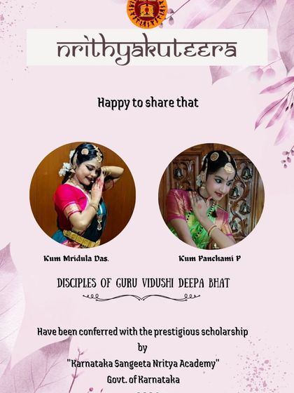 Celebrating my students Mridula and Panchami for being awarded the Karnataka Sangeeta Nrithya Academy Scholarship for Bharatanatyam.