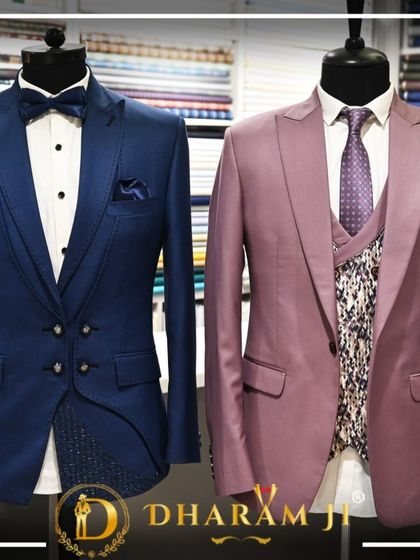 Another shot of the two suits, offering a clear comparison for clients deciding between different styles.