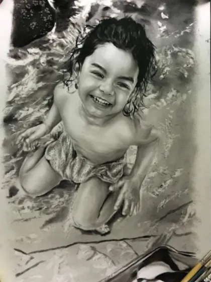 A gallery of my portraits created using the dry brush technique with black oil paint. This method allows for incredible realism and texture, perfect for capturing every detail from hair to clothing.