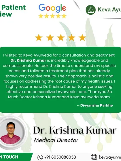 We are proud to share feedback from our patients. This review for our Medical Director, Dr. Krishna Kumar, highlights our knowledgeable, compassionate, and holistic approach that focuses on addressing the root cause of health issues with personalized care.