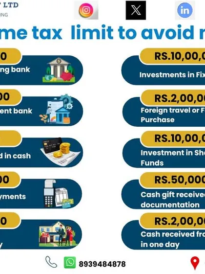 Wondering what transactions can trigger an income tax notice? This is a question I answer all the time. I've created this simple chart showing the specific limits for cash deposits, credit card payments, property sales, and more. Following these guidelines can help you manage your finances better and stay off the tax department's radar.