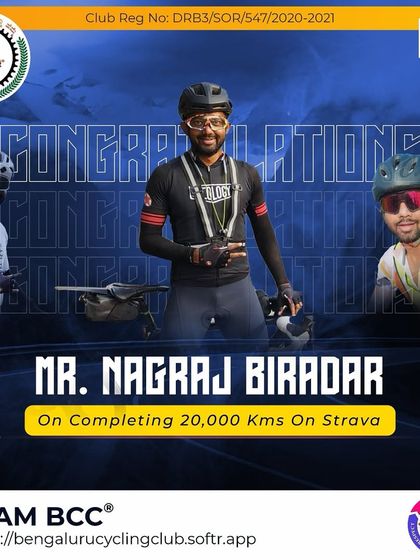 We congratulate Nagraj Biradar on completing 20,000 kms on Strava. Another great milestone for this endurance rider.