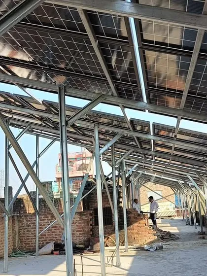 This is the robust framework for a 20 HP solar system in Ambedkar Nagar, UP. I use high-quality materials to build elevated structures that are durable and optimize sun exposure for the panels, ensuring long-term performance.