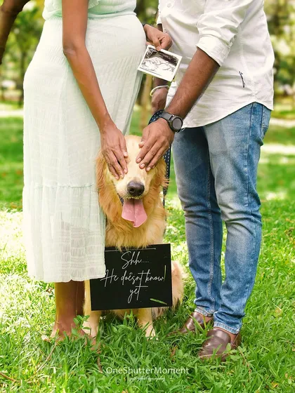 Shhh… He doesn’t know yet! I absolutely adore being part of these special secrets. Maternity announcement shoots with fur babies are a wonderful way to celebrate the next chapter of your family's story.
