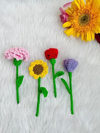 The individual mini flower stems that make up the tiny bouquet. Each one is crafted with the same care as my larger flowers.