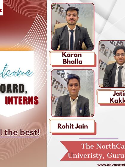 A warm welcome to our interns from The NorthCap University. I believe in providing hands-on experience to help students transition from law school to the legal profession.