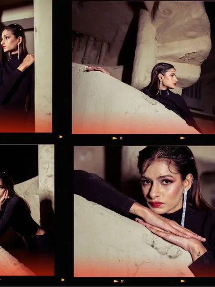 A quad-image layout from the 'Embrace Self' shoot. This collage shows multiple poses and expressions, giving a comprehensive look at the styling and mood of the editorial.