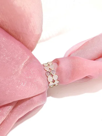 A beautiful product shot of the Diamond Polki eternity ring, showcasing its double band and the 1.33 carats of uncut diamond sparkle.