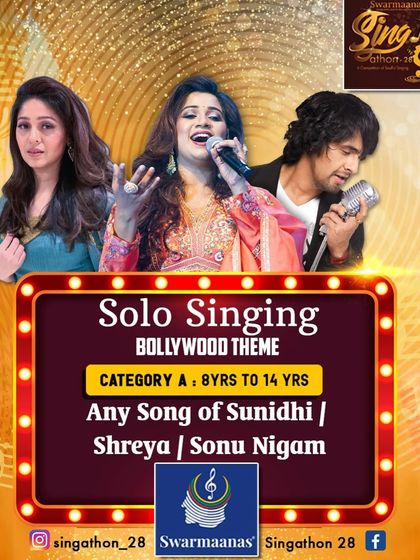 This graphic shows the Bollywood theme for our 'Singathon' competition, where kids get to sing songs by their favorite artists like Shreya Ghoshal and Sonu Nigam.