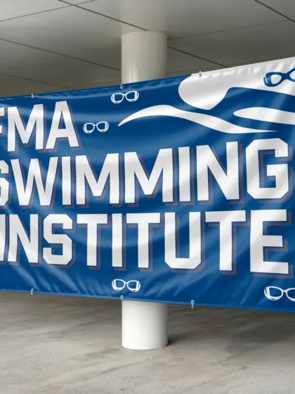 The FMA Swimming Institute banner represents our commitment to being on top. It's a symbol of our leadership in the swimming and pool management industry.