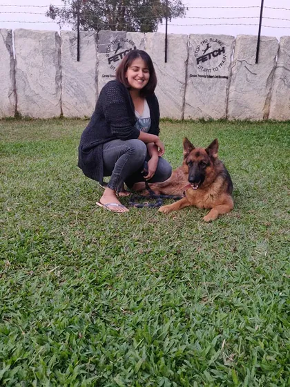 A beautiful German Shepherd and her happy owner at graduation. We wish them a meaningful partnership ahead.