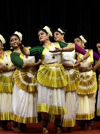 The grace of our ensemble shines in this moment from "Ashtalakshmi," where each dancer contributes to a unified, flowing narrative.