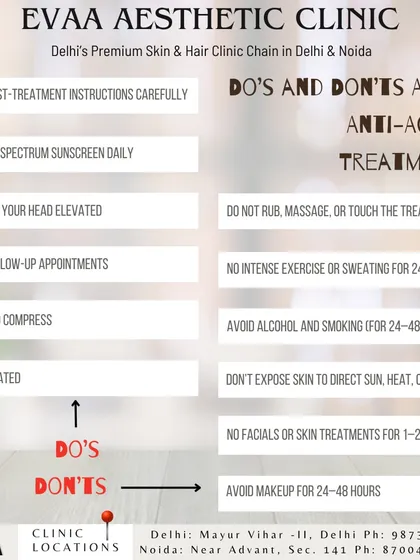 A comprehensive guide to the do's and don'ts after general anti-aging treatments. Following these instructions carefully is key to achieving the best possible results and ensuring a smooth recovery.