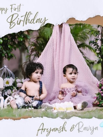 Born together, friends forever. A special first birthday shoot for twins, captured in a lovely outdoor teepee setting.