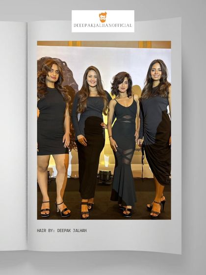 A lineup of models showing off a variety of layered cuts and styles, each one tailored to their individual look.