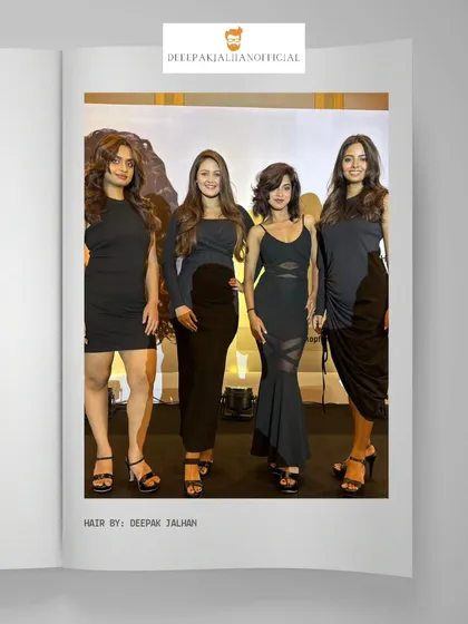 A lineup of models showing off a variety of layered cuts and styles, each one tailored to their individual look.