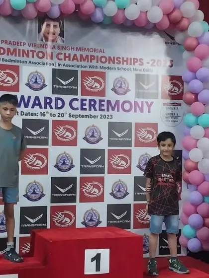 On the podium at the Delhi State Championships. One of my U-09 players after securing a silver medal, a fantastic result for such a young and promising athlete.