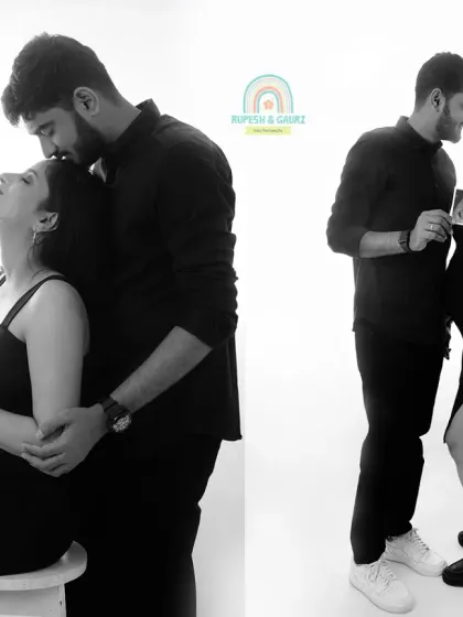 From a tender forehead kiss to proudly showing the first sonogram picture, these black and white studio shots tell a beautiful story of the journey to parenthood.