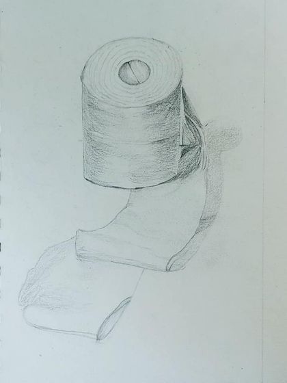 A quirky but fun subject. This sketch of a toilet paper roll was a student's own practice piece.