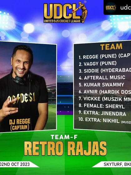 Proud to be part of Team 'Retro Rajas' for the United DJs Cricket League (UDCL). It's great to connect with fellow DJs from across the country in a fun, competitive setting.