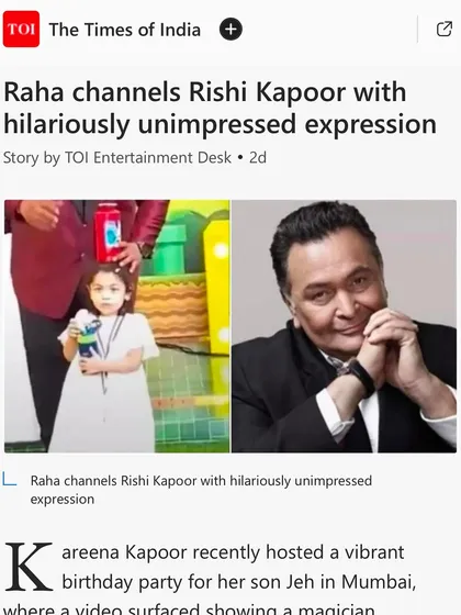 I was thrilled to be featured in The Times of India for my performance at a celebrity kid's birthday party. It's always rewarding when my magic makes the news.