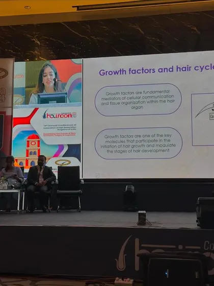 A slide from my presentation on the relationship between growth factors and the hair cycle. Understanding this science is fundamental to treating hair loss effectively.