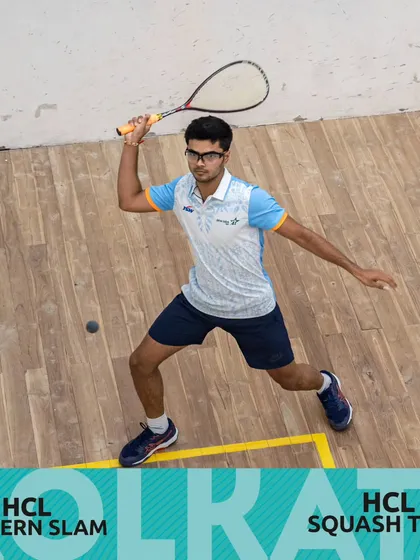 A powerful forehand swing from one of our competitive players during the HCL Eastern Slam tournament in Kolkata.