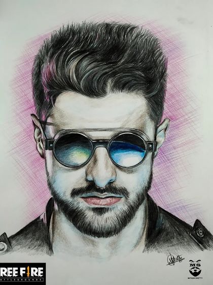 My color sketch of DJ Alok from the game Free Fire. I focused on the reflection in his sunglasses to add a layer of realism and detail to this popular character portrait.