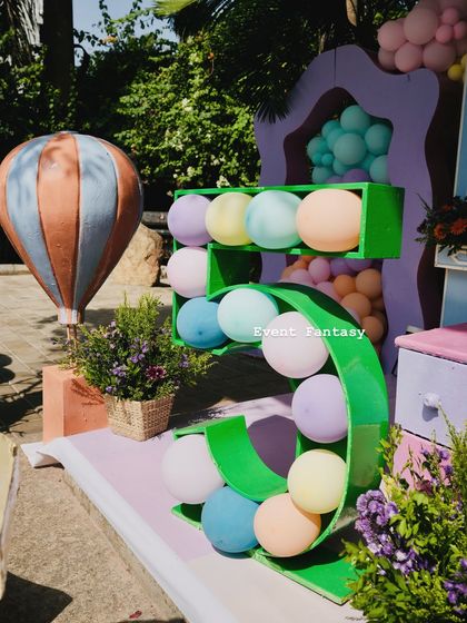 A fun balloon game prop from the Peppa Pig party, adding an interactive element to the decorations.