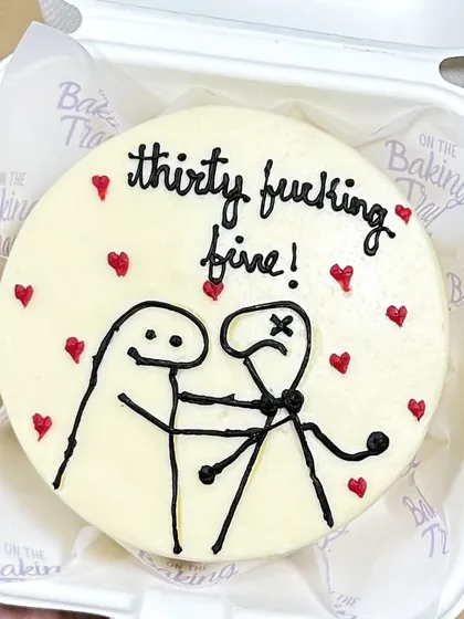 For those milestone birthdays that deserve a bit of humor. This "thirty fucking fine" bento cake is one of my favorite funny designs to make.