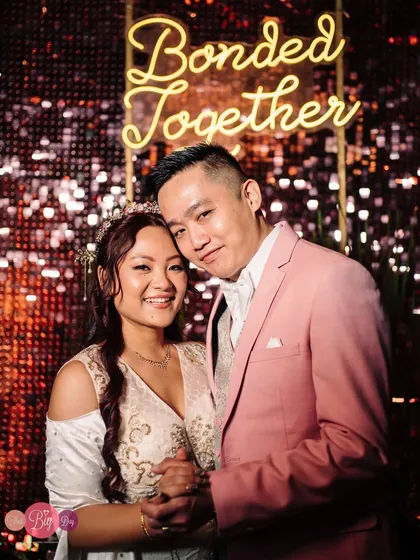 "Bonded Together." Bompie and Chusan's reception was a glittering affair, and this portrait captures their joy and the party's vibe perfectly.